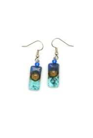Tiny Rectangle Glass Earrings